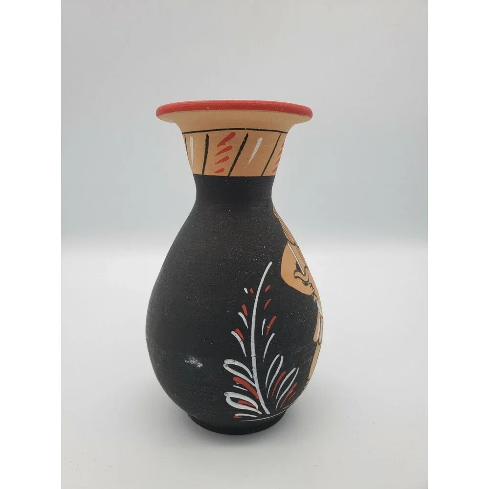 Fratelli Fanciullacci Painted Terracotta Vase Italy MCM RARE Find Egyptian Look